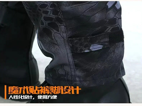 Men’s Wear-Resistant Outdoor Workwear Set – Black Python Pattern | Durable Polyester Tracksuit