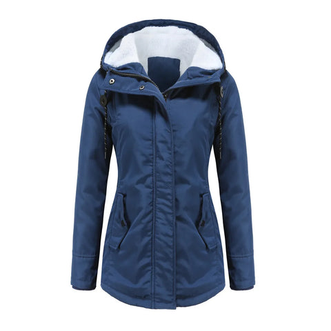 Women's Warm Hooded Parka – Thick Plush Mid-Length Winter Coat (S–5XL)