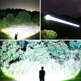 Ultra Bright 15000mAh LED Tactical Flashlight – USB Rechargeable, Zoomable, Long Range (Up to 6000M)