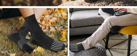 5 Pairs Men’s Merino Wool Hiking Socks – Warm, Moisture-Wicking Winter Crew Socks for Outdoor & Casual Wear (US Size 7–13)