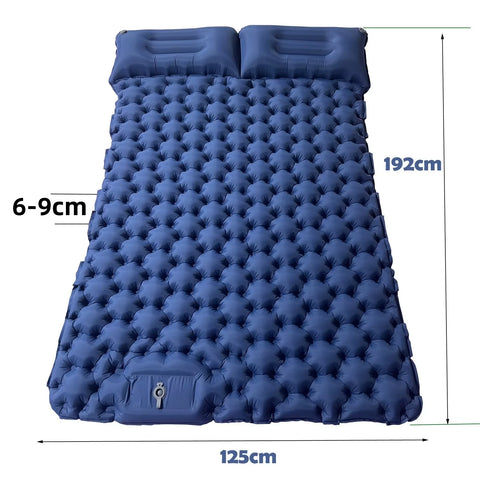 Double Camping Air Mattress with Built-In Pillows – Ultralight Inflatable Sleeping Pad for 2 – Waterproof, Compact & Durable