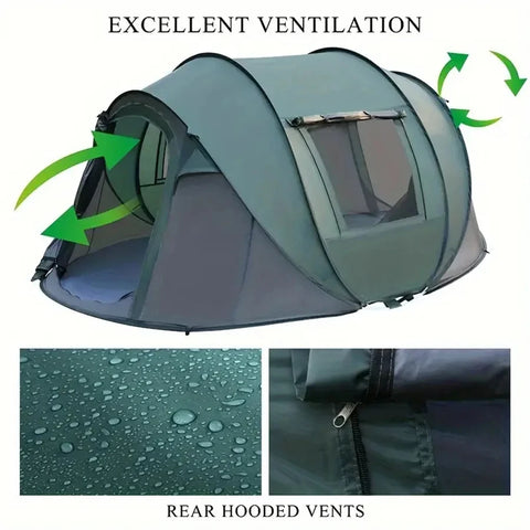 Quick-Open Pop-Up Tent for 5–8 People – Waterproof Hand-Throw Camping & Boat Tent (4-Season, Double Layer)