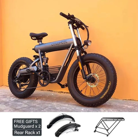 Coswheel CT20S 2000W Electric Dirt Bike – 60V 27.5Ah Fat Tire Ebike for Adults (20" Off-Road Tires, 161km Range)