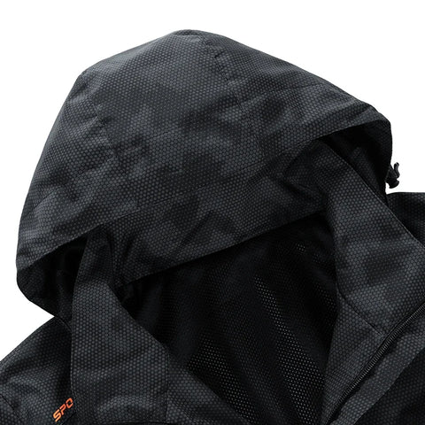 Men’s Hooded Waterproof Hiking Jacket – Windproof Outdoor Bomber with Detachable Hood