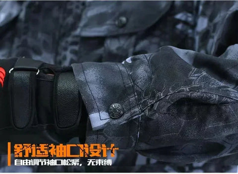 Men’s Wear-Resistant Outdoor Workwear Set – Black Python Pattern | Durable Polyester Tracksuit