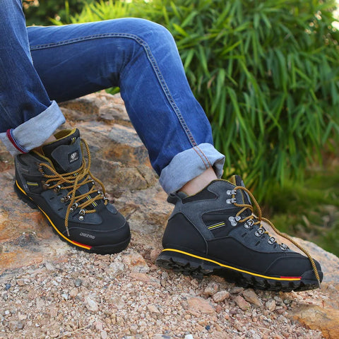 Men’s Waterproof Hiking Shoes – Outdoor Mountain Climbing Sneakers with Height Boost