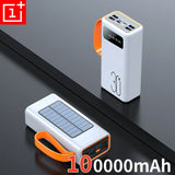ONEPLUS 200,000mAh Solar Power Bank – Built-in Cables, LED Light, Fast Charging, High-Capacity External Battery