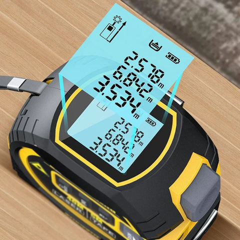 3-in-1 Digital Laser Rangefinder with 5M Tape Measure & LCD Display – 40m/60m Distance Measuring Tool
