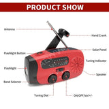 Multifunctional Emergency Solar Hand Crank Radio – AM/FM/WB NOAA Weather Radio with 2000mAh Power Bank & LED Flashlight