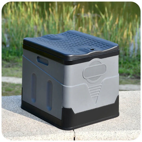 Portable Folding Travel Toilet – Anti-Odor Emergency Potty for Car, Camping, and Outdoor Use (Black/Grey)