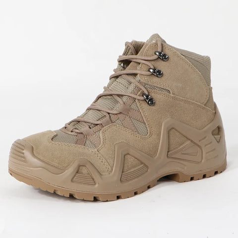 Men’s Tactical Combat Hiking Boots – Waterproof Nylon & Suede Outdoor High Tops for Work, Climbing & Trekking