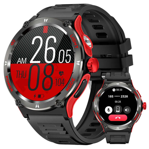 EIGIIS KT76 Smart Watch – 3ATM Waterproof Outdoor Fitness Tracker with Compass, Flashlight, Bluetooth Calling & Health Monitoring