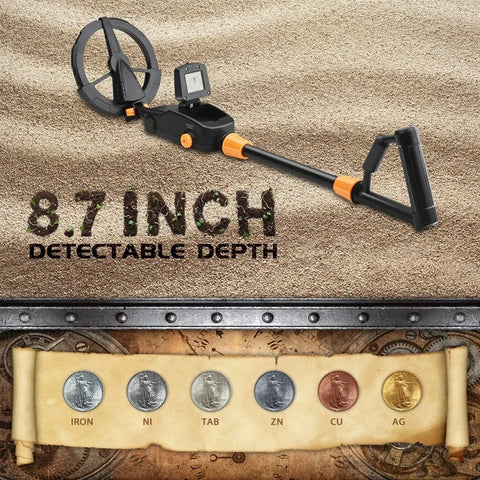 7.4" Waterproof Kids Metal Detector – Lightweight, Adjustable Gold Finder with LCD Screen (24"–35")