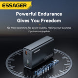 Essager 20000mAh 65W PD Power Bank – Fast Charging Portable Battery with Built-in Cables & LED Lamp