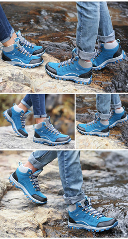 Women’s Outdoor Leather Hiking Boots – Ankle-High, Breathable, Lightweight Trekking Shoes