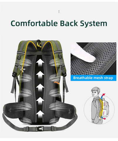 50L Waterproof Hiking Backpack – Large Travel Rucksack with Shoe Compartment