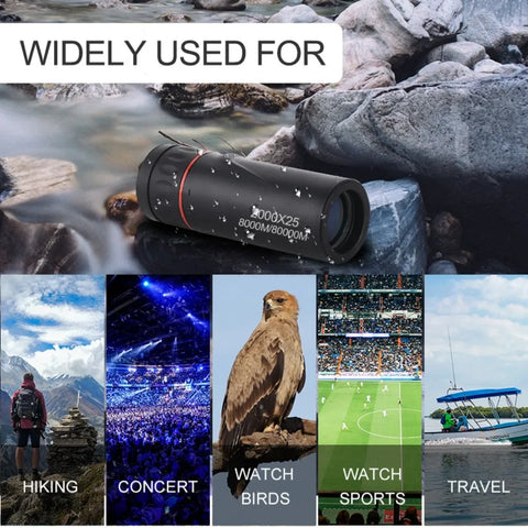 2000x25 HD Monocular Telescope with Phone Holder – Portable, Waterproof, and High-Powered for Hunting, Camping & Birdwatching
