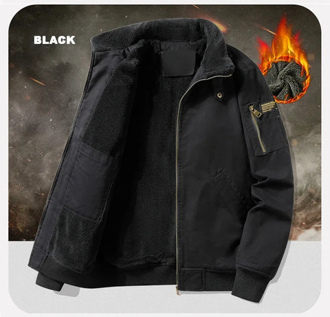 Men's Pilot Bomber Jacket – Winter Fleece-Lined Tactical Windbreaker