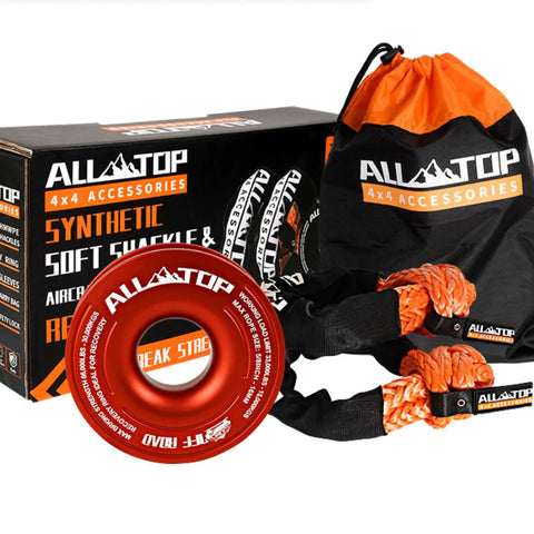 48,300 lbs Synthetic Soft Shackle & 66,000 lbs Recovery Ring Set – Heavy-Duty Off-Road Winch Recovery Kit (2 PCS)