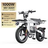 Coswheel CT20S 2000W Electric Dirt Bike – 60V 27.5Ah Fat Tire Ebike for Adults (20" Off-Road Tires, 161km Range)