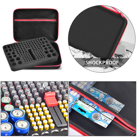 Battery Organizer Case with Tester – Large Capacity Storage Holder for Home & Garage