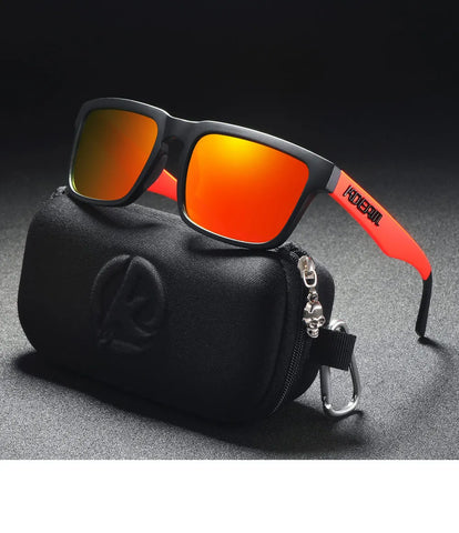KDEAM Polarized Sunglasses – Unisex Square Frame UV400 Outdoor Eyewear (Red Mirror Lens, Model KD332)