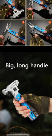 Multifunctional Folding Hammer Tool – 12-in-1 Outdoor Survival & Emergency Gear