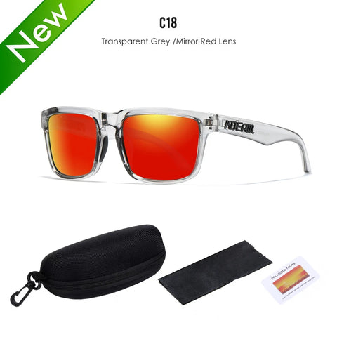 KDEAM Polarized Sunglasses – Unisex Square Frame UV400 Outdoor Eyewear (Red Mirror Lens, Model KD332)