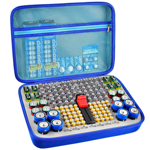 Battery Organizer Case with Tester – Large Capacity Storage Holder for Home & Garage