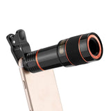 8x–12x Zoom Telephoto Lens for Smartphone – Monocular Optical Telescope with Clip