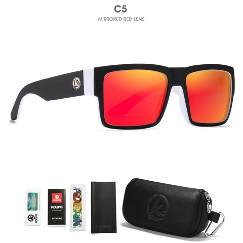 KDEAM All-Black Polarized Sunglasses – Unisex Square Frame | UV400 Protection for Fishing, Driving & Outdoor Adventure