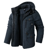 Men’s Hooded Winter Jacket – Thick Lamb Fleece Lining, Multi-Pocket,