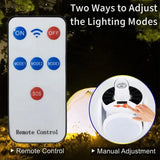 Solar Folding LED Camping Lantern – USB Rechargeable Emergency Light with 5 Modes & Hook (2400mAh, Waterproof, Remote Optional)