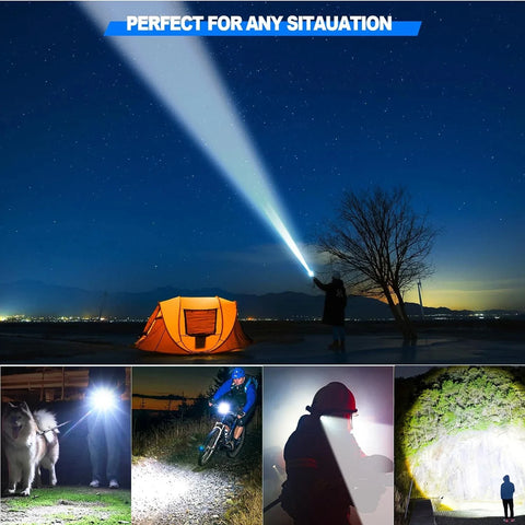 MaxLumenit™ 1,000,000 Lumen Rechargeable LED Flashlight – Ultra-Bright, USB-C, Waterproof, Zoomable Torch for Outdoor & Emergency Use