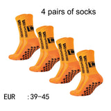 4 Pairs Mid-Tube Non-Slip Football Socks – Breathable & Durable Sports Training Socks (Unisex)