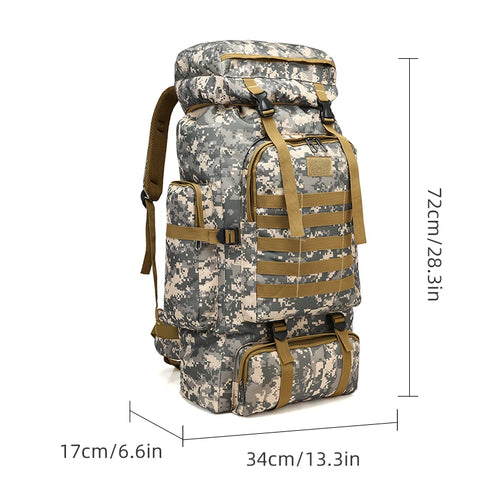 Rilibegan 70L Tactical Hiking Backpack – Camouflage, Waterproof