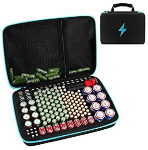 Battery Organizer Case with Tester – Large Capacity Storage Holder for Home & Garage