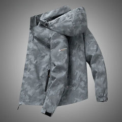 Men’s Hooded Waterproof Hiking Jacket – Windproof Outdoor Bomber with Detachable Hood