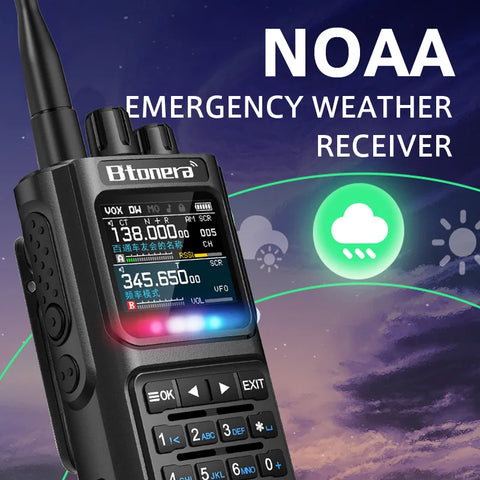 BTONERA BT-8000 Full-Band Ham Radio – 256CH Dual PTT Two-Way Radio with Airband, NOAA, Marine, and Scrambler
