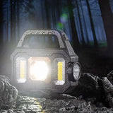 Solar Rechargeable Flashlight – Zoomable Waterproof COB LED Torch & Portable Lantern