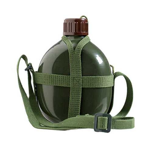 Military-Grade Aluminum Water Bottle with Shoulder Strap – 2L/3L Canteen & Cooking Cup for Hiking & Outdoor Survival