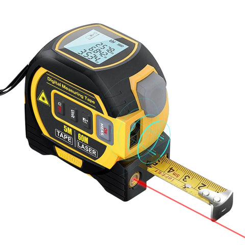 3-in-1 Digital Laser Rangefinder with 5M Tape Measure & LCD Display – 40m/60m Distance Measuring Tool