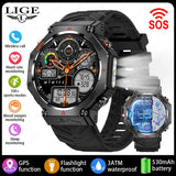LIGE 2025 GPS Smartwatch for Men – Outdoor Sport Watch with AI Assistant, Compass, Altimeter, Barometer, and 3ATM Waterproof Protection
