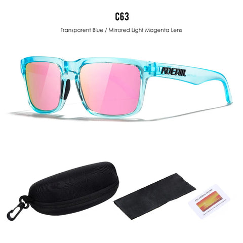KDEAM Polarized Sunglasses – Unisex Square Frame UV400 Outdoor Eyewear (Red Mirror Lens, Model KD332)