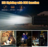 Solar Power Bank – Waterproof, Fast Charging, High-Capacity Powerbank with SOS & LED Light for Outdoor Survival