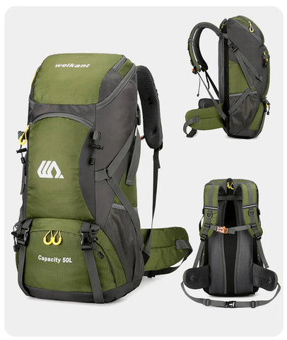 50L Waterproof Hiking Backpack – Large Travel Rucksack with Shoe Compartment