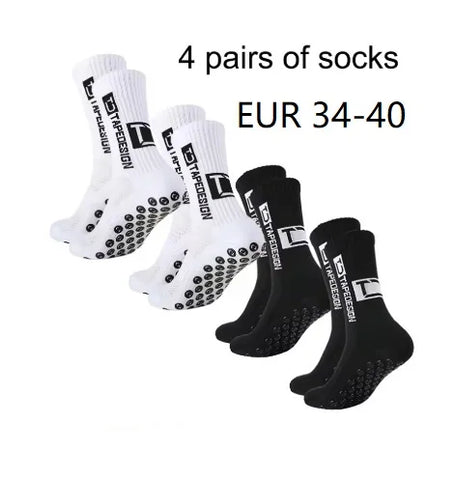 4 Pairs Mid-Tube Non-Slip Football Socks – Breathable & Durable Sports Training Socks (Unisex)