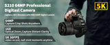 NBD 64MP Digital Camera – 16X Optical Zoom, 5K Video, WiFi & App Control, 180° Flip Screen
