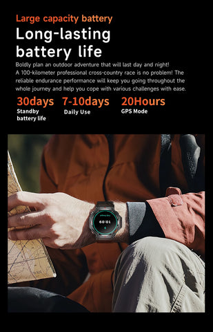 LIGE 2025 GPS Smartwatch for Men – Outdoor Sport Watch with AI Assistant, Compass, Altimeter, Barometer, and 3ATM Waterproof Protection