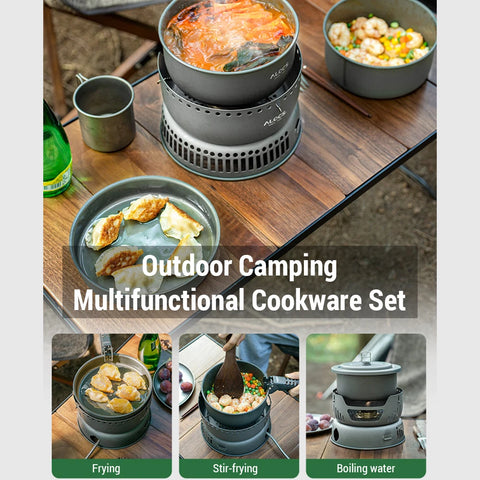 Camping Cookware Portable Stove Outdoor Cooking Set – Complete Kit for Backpacking, Hiking, Picnic & BBQ